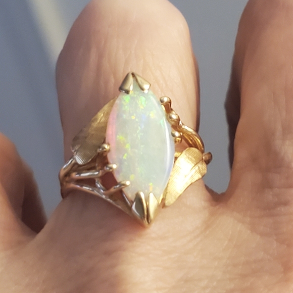 Stunning vintage large genuine opal ring - Picture 3 of 13